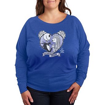 Plus Size Disney's The Nightmare Before Christmas Jack & Sally French Terry Long Sleeve Tee