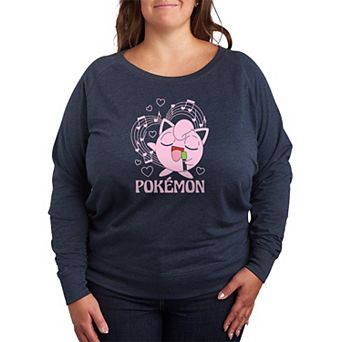Plus Size Pokémon Jigglypuff Hearts & Music French Terry Long Sleeve Tee