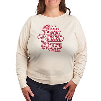Plus Size The Beatles All You Need Is Love French Terry Long Sleeve Tee