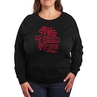 Plus Size The Beatles All You Need Is Love French Terry Long Sleeve Tee