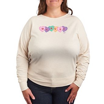 Plus Size Marvel Candy Hearts Logo French Terry Long Sleeve Tee
