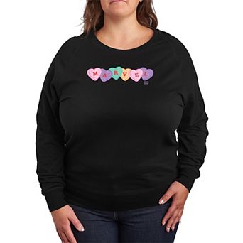 Plus Size Marvel Candy Hearts Logo French Terry Long Sleeve Tee
