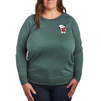 Plus Size Peanuts Snoopy Hugging Heart French Terry Long Sleeve Tee