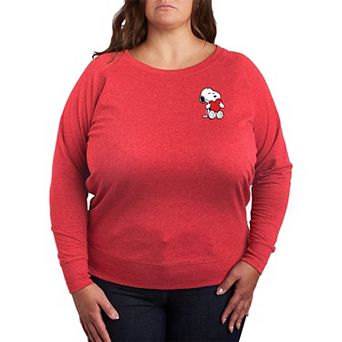 Plus Size Peanuts Snoopy Hugging Heart French Terry Long Sleeve Tee