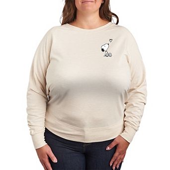 Plus Size Peanuts Snoopy Heart French Terry Long Sleeve Tee
