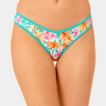 Juniors' Hurley Cheeky High Leg Swim Bottoms with Rib Contrast Binding
