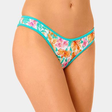 Juniors' Hurley Cheeky High Leg Swim Bottoms with Rib Contrast Binding