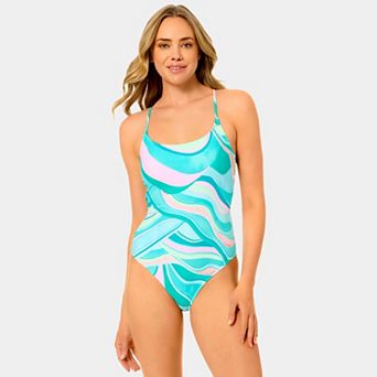 Juniors' Hurley Sunset Skies Tie-Back Moderate Scoop One-Piece Swimsuit