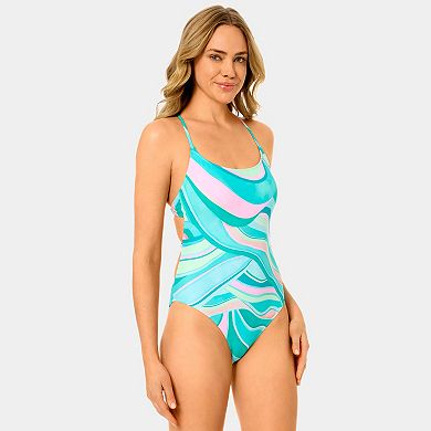 Juniors' Hurley Sunset Skies Tie-Back Moderate Scoop One-Piece Swimsuit
