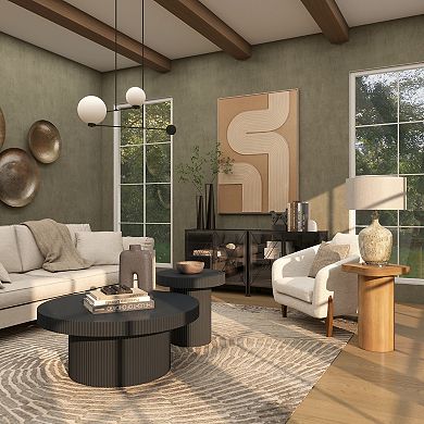 Stella & Eve Wood Pedestal End Table