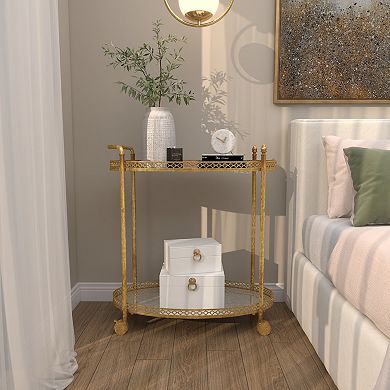 Stella & Eve Metal Rolling Oval Bar Cart