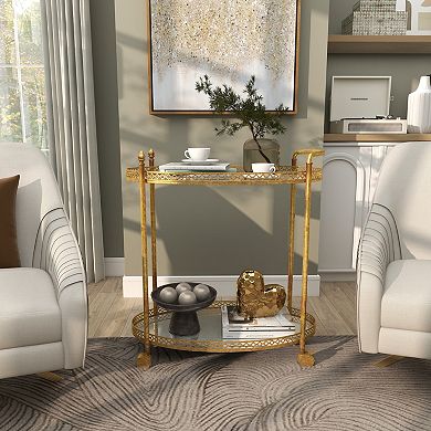 Stella & Eve Metal Rolling Oval Bar Cart