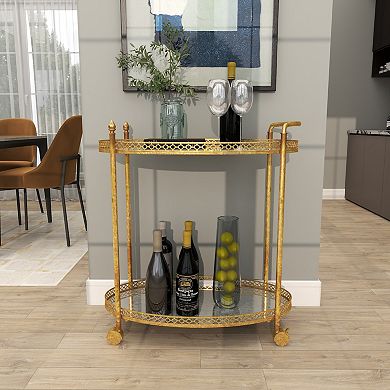 Stella & Eve Metal Rolling Oval Bar Cart