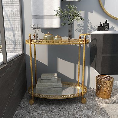 Stella & Eve Metal Rolling Oval Bar Cart