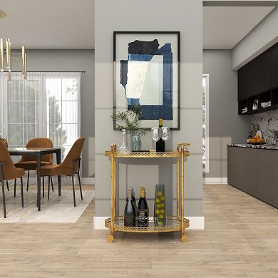 Stella & Eve Metal Rolling Oval Bar Cart