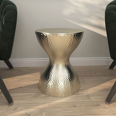 Stella & Eve Hammered Metal Hourglass End Table
