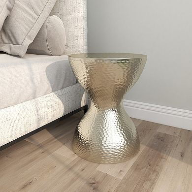 Stella & Eve Hammered Metal Hourglass End Table