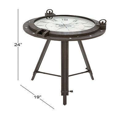 Stella & Eve Round Glass Clock Metal End Table