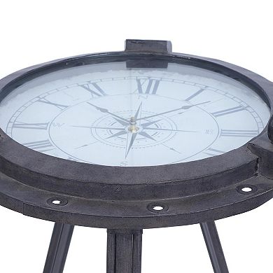 Stella & Eve Round Glass Clock Metal End Table