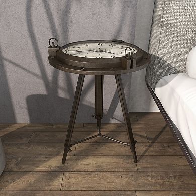 Stella & Eve Round Glass Clock Metal End Table