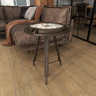 Stella & Eve Round Glass Clock Metal End Table