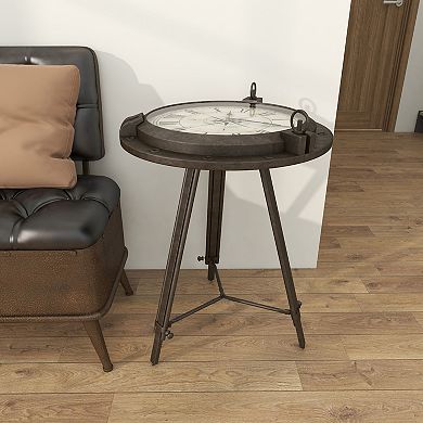 Stella & Eve Round Glass Clock Metal End Table