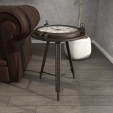 Stella & Eve Round Glass Clock Metal End Table
