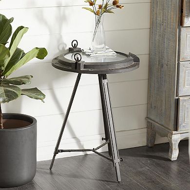Stella & Eve Round Glass Clock Metal End Table