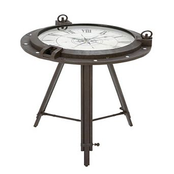Stella & Eve Round Glass Clock Metal End Table