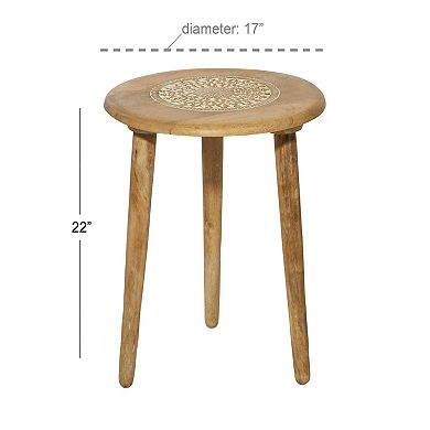 Stella & Eve Intricately Carved Mango Wood End Table