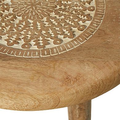 Stella & Eve Intricately Carved Mango Wood End Table