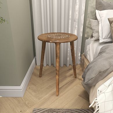 Stella & Eve Intricately Carved Mango Wood End Table