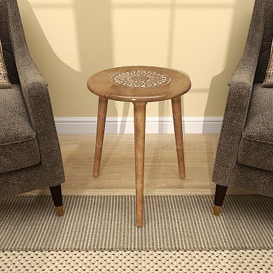 Stella & Eve Intricately Carved Mango Wood End Table