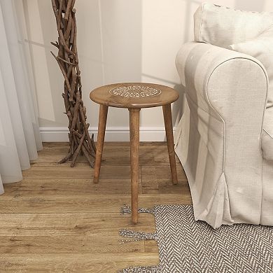 Stella & Eve Intricately Carved Mango Wood End Table