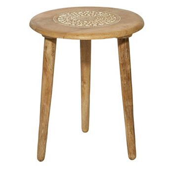 Stella & Eve Intricately Carved Mango Wood End Table