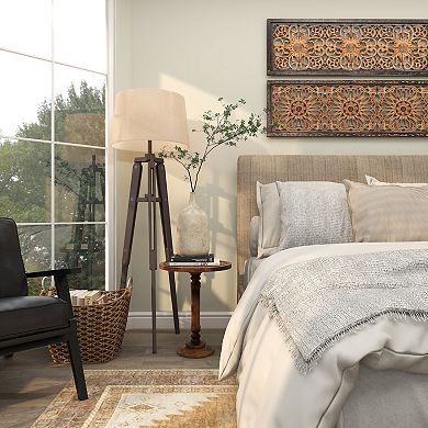 Stella & Eve Intricately Carved Mango Wood Turned Base End Table