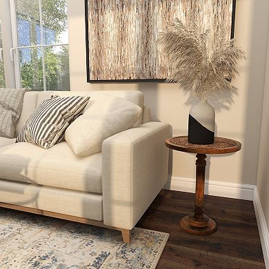 Stella & Eve Intricately Carved Mango Wood Turned Base End Table