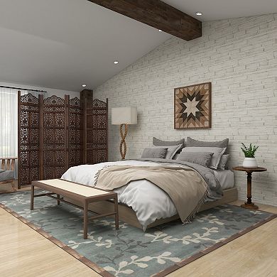 Stella & Eve Intricately Carved Mango Wood Turned Base End Table