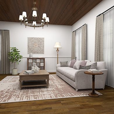 Stella & Eve Intricately Carved Mango Wood Turned Base End Table