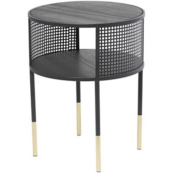 Stella & Eve Metal Open Grid Frame Accent Table with Gold Tone Legs