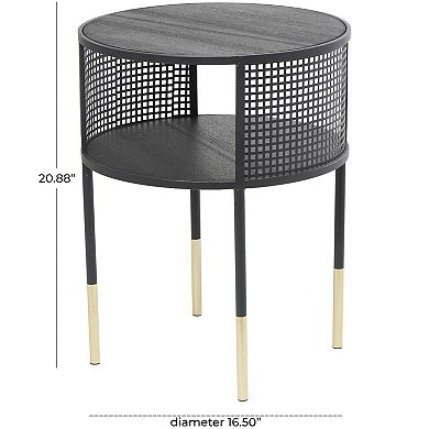 Stella & Eve Metal Open Grid Frame Accent Table with Gold Tone Legs