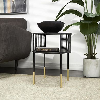 Stella & Eve Metal Open Grid Frame Accent Table with Gold Tone Legs