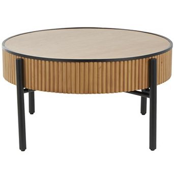 Stella & Eve Wooden Handmade Slatted Coffee Table with Metal Legs