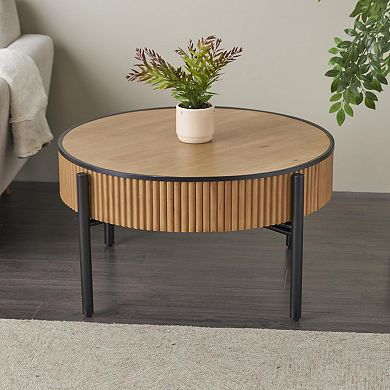 Stella & Eve Wooden Handmade Slatted Coffee Table with Metal Legs