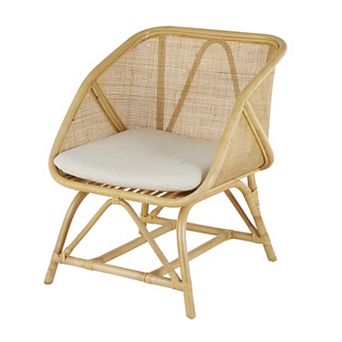 Stella & Eve Rattan Woven Squared Accent Chair with Fabric Cushion