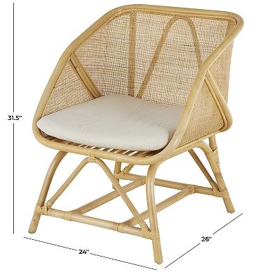 Stella & Eve Rattan Woven Squared Accent Chair with Fabric Cushion