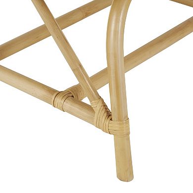 Stella & Eve Rattan Woven Squared Accent Chair with Fabric Cushion