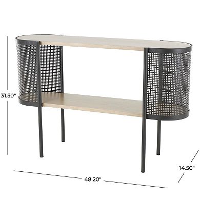 Stella & Eve Wooden Oval Console Table with Mesh Side Panels
