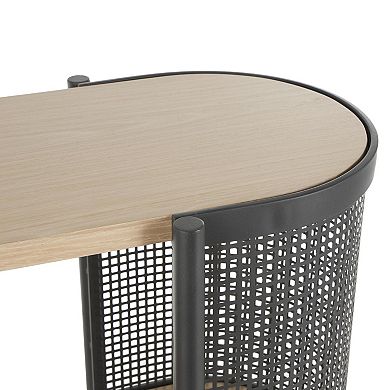 Stella & Eve Wooden Oval Console Table with Mesh Side Panels