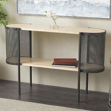Stella & Eve Wooden Oval Console Table with Mesh Side Panels